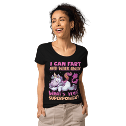 funny farting unicorn women’s basic organic t-shirt