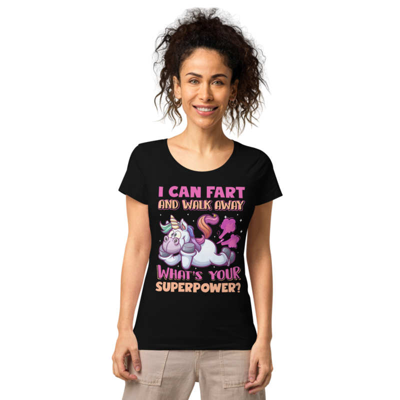 Funny Farting Unicorn Women’s basic organic t-shirt