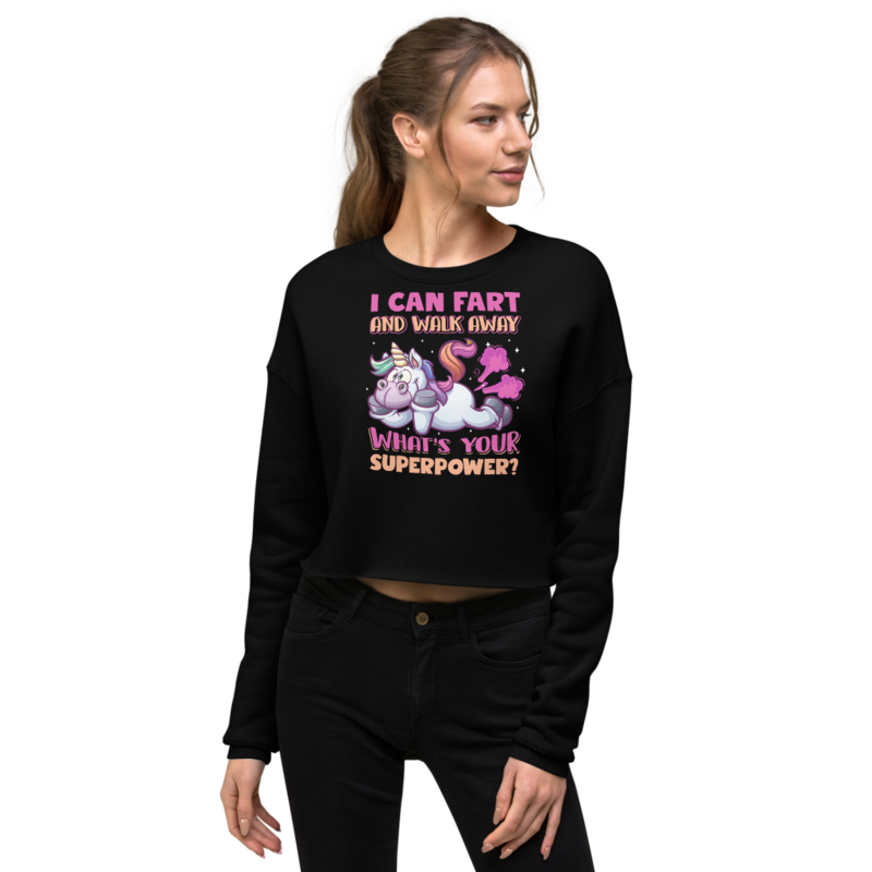 Funny Farting Unicorn Crop Sweatshirt