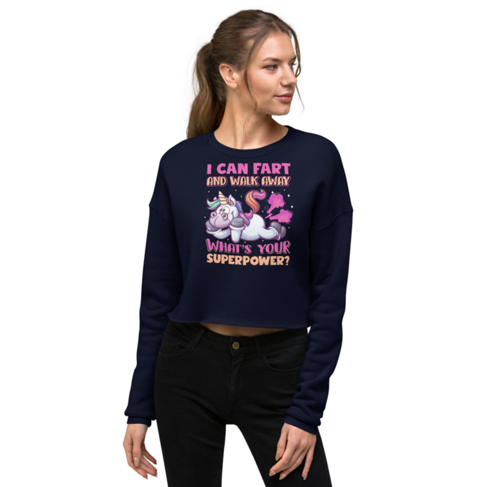 Funny Farting Unicorn Crop Sweatshirt
