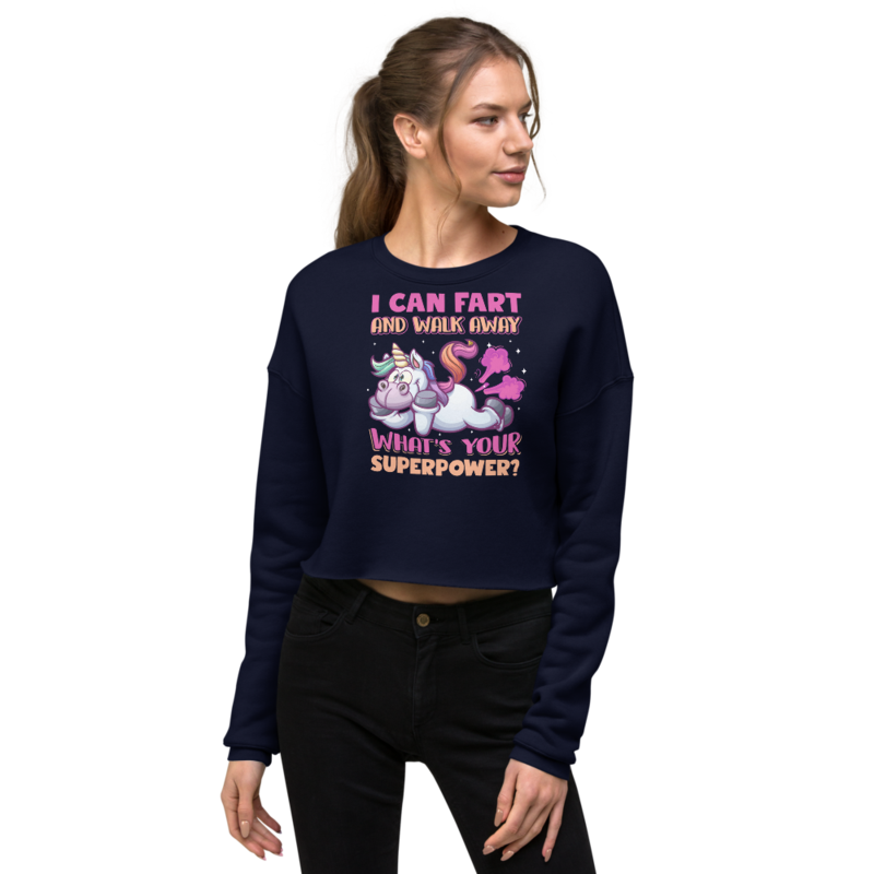 Funny Farting Unicorn Crop Sweatshirt