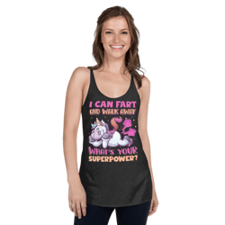 funny farting unicorn women's racerback tank