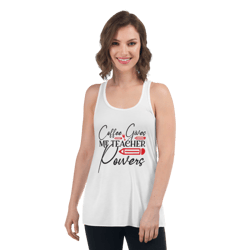 coffee gives me teacher powers women's flowy racerback tank