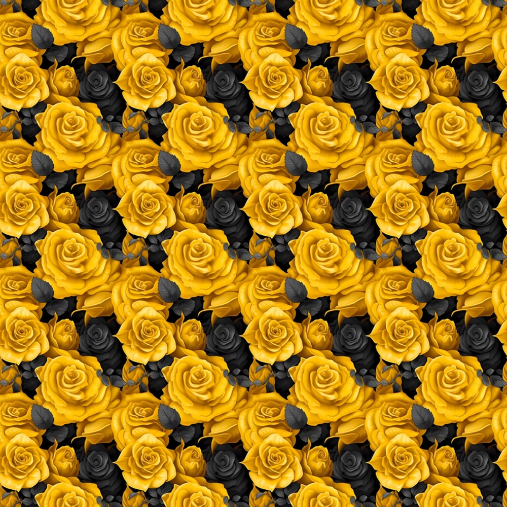 Yellow and Black Rose Flowers Seamless Pattern Skater Skirt