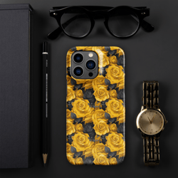 yellow and black rose flowers seamless pattern snap case for iphone®