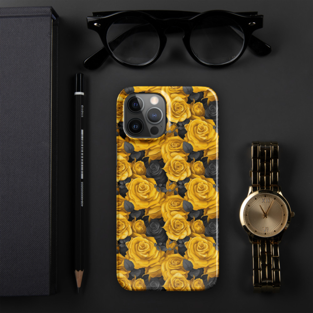 Yellow and Black Rose Flowers Seamless Pattern Snap case for iPhone®