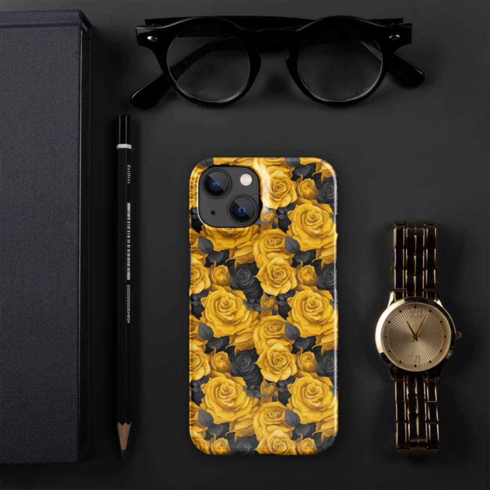Yellow and Black Rose Flowers Seamless Pattern Snap case for iPhone®