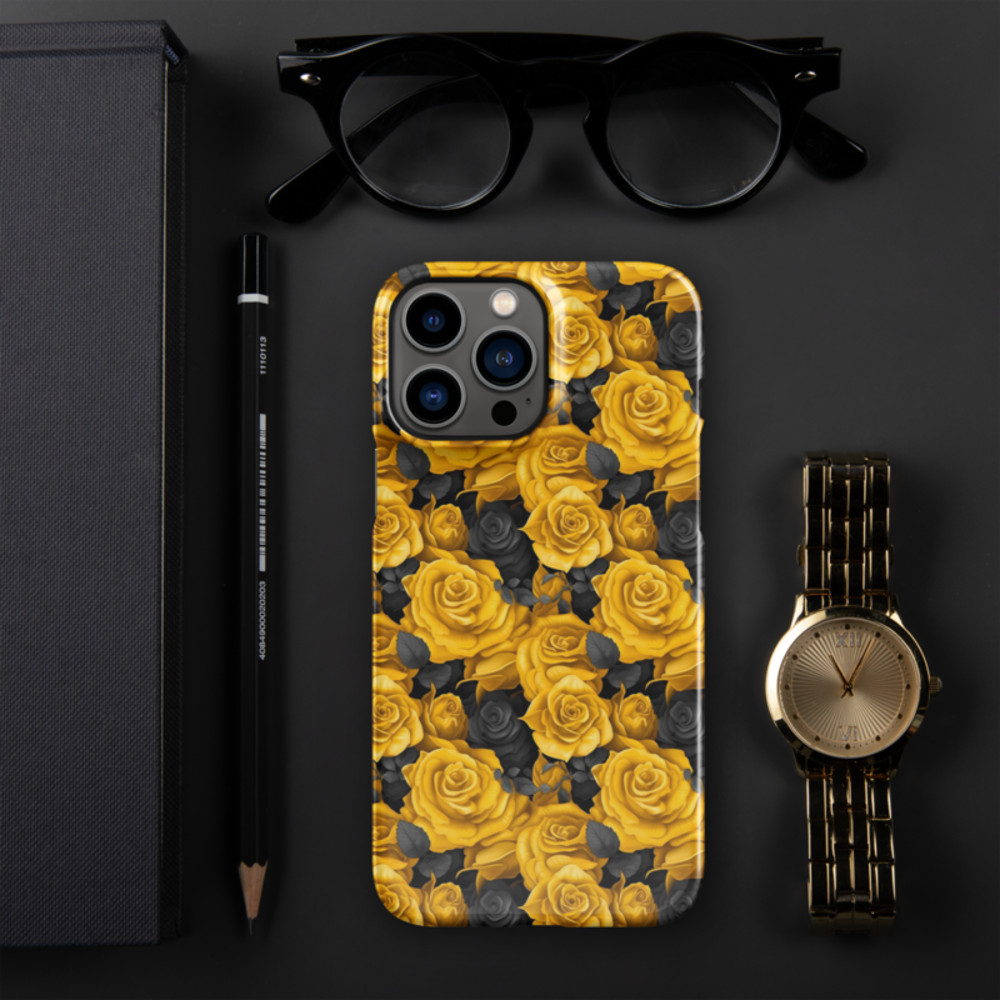 Yellow and Black Rose Flowers Seamless Pattern Snap case for iPhone®