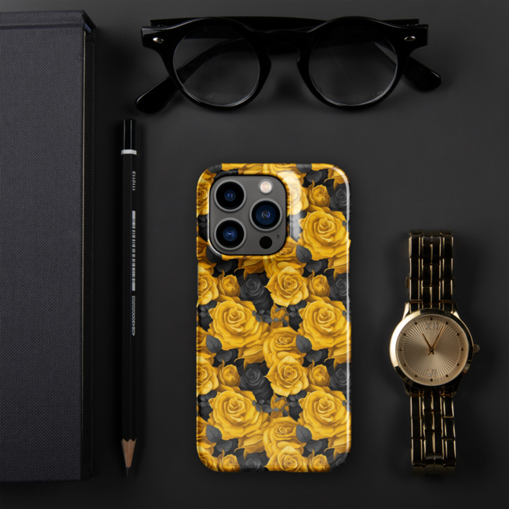 Yellow and Black Rose Flowers Seamless Pattern Snap case for iPhone®