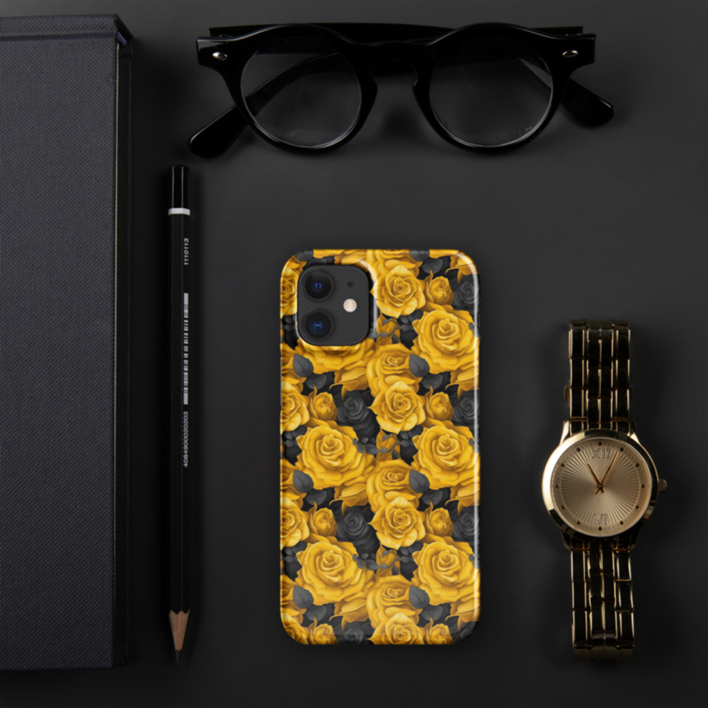 Yellow and Black Rose Flowers Seamless Pattern Snap case for iPhone®