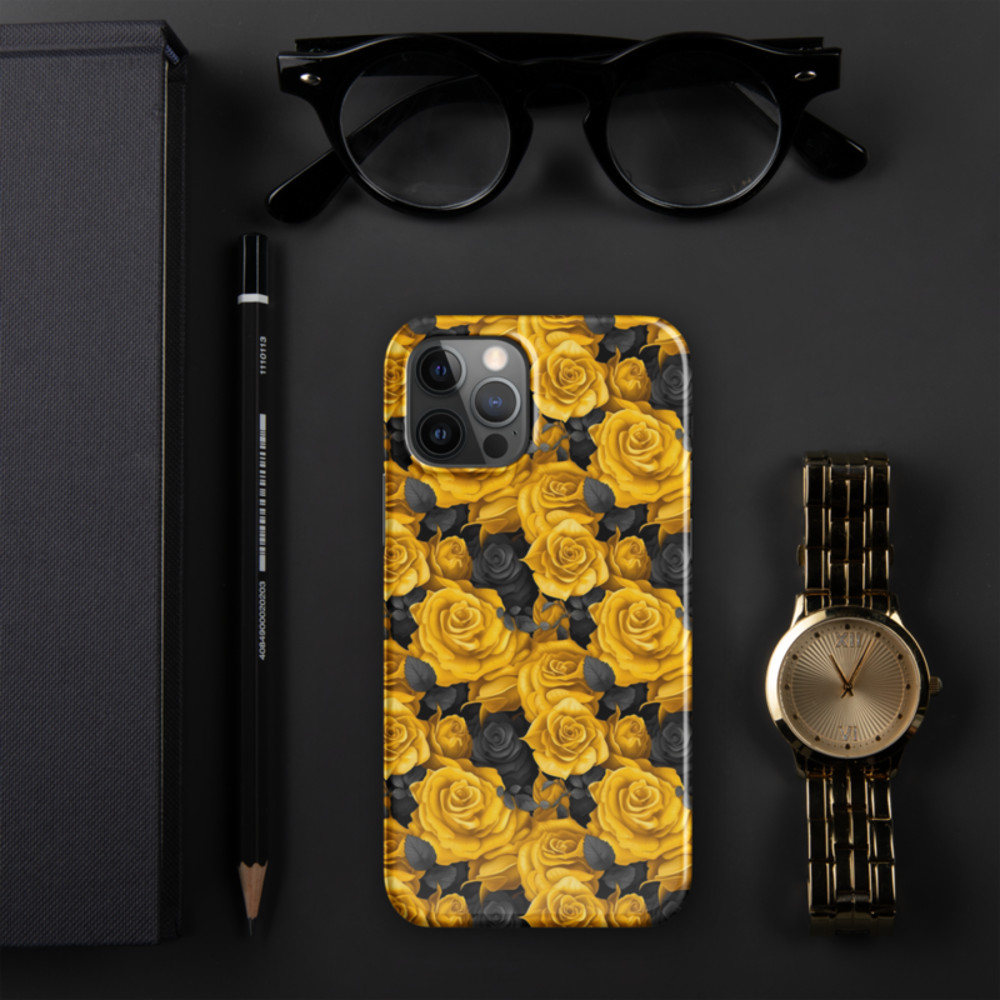 Yellow and Black Rose Flowers Seamless Pattern Snap case for iPhone®