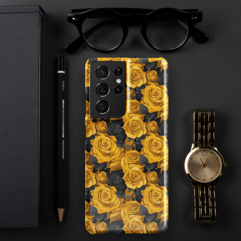 Yellow and Black Rose Flowers Seamless Pattern Snap case for Samsung®