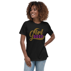 Girl Boss Rhinestone Funny Women's Relaxed T-Shirt