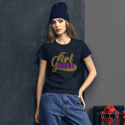 Girl Boss Rhinestone Funny Women's short sleeve t-shirt
