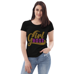 girl boss rhinestone funny women's fitted eco tee