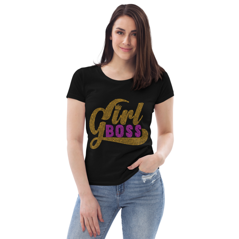 Girl Boss Rhinestone Funny Women's fitted eco tee