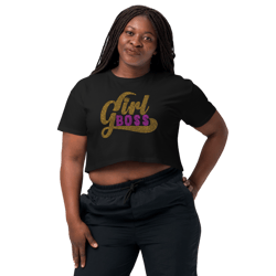 girl boss rhinestone funny women’s crop top