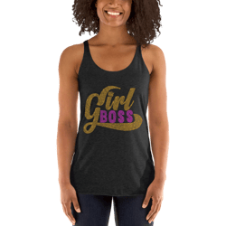 girl boss rhinestone funny women's racerback tank