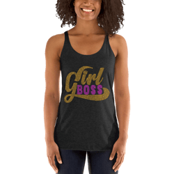 Girl Boss Rhinestone Funny Women's Racerback Tank