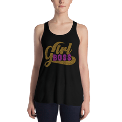 girl boss rhinestone funny women's flowy racerback tank