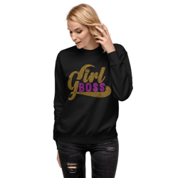 Girl Boss Rhinestone Funny Unisex Premium Sweatshirt