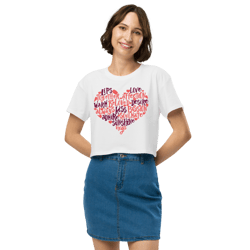 loving heart words women’s crop top