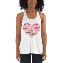 loving heart words women's flowy racerback tank