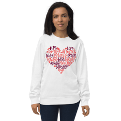 loving heart words unisex organic sweatshirt