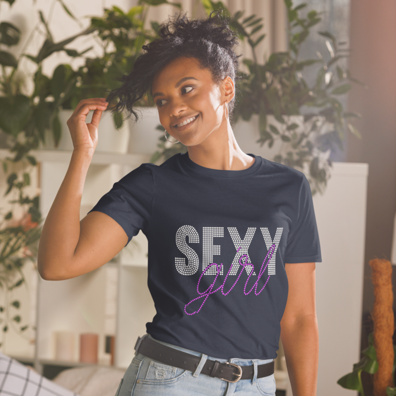 Sexy Girl Rhinestone Short-Sleeve Unisex T-Shirt