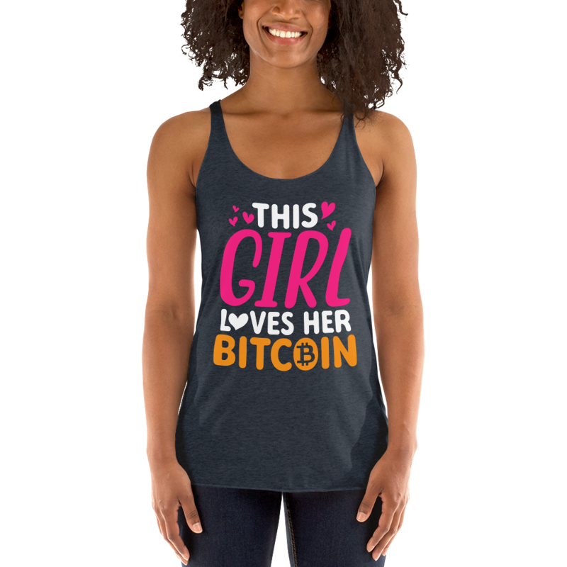 This Girl Loves Her Bitcoin Funny Women's Racerback Tank