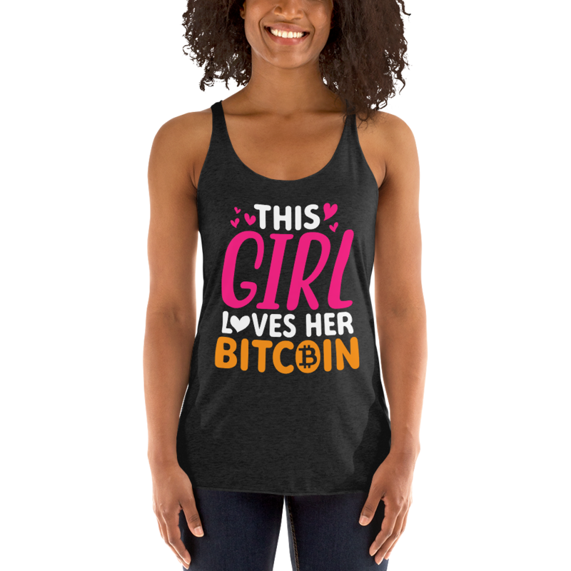This Girl Loves Her Bitcoin Funny Women's Racerback Tank