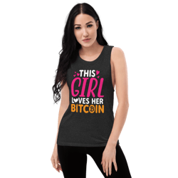 This Girl Loves Her Bitcoin Funny Ladies’ Muscle Tank
