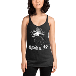 reading is sexy women's racerback tank