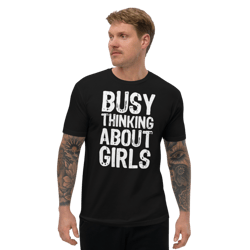 Busy Thinking About Girls Funny Short Sleeve T-shirt