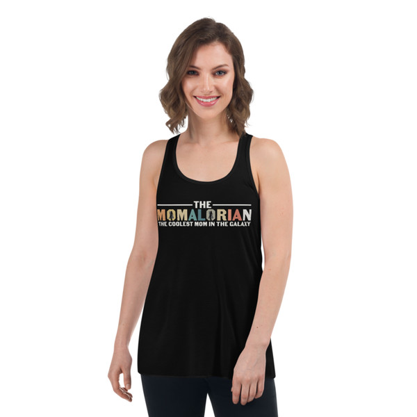 The Momalorian The Coolest Mom In The Galaxy Funny Women's Flowy Racerback Tank