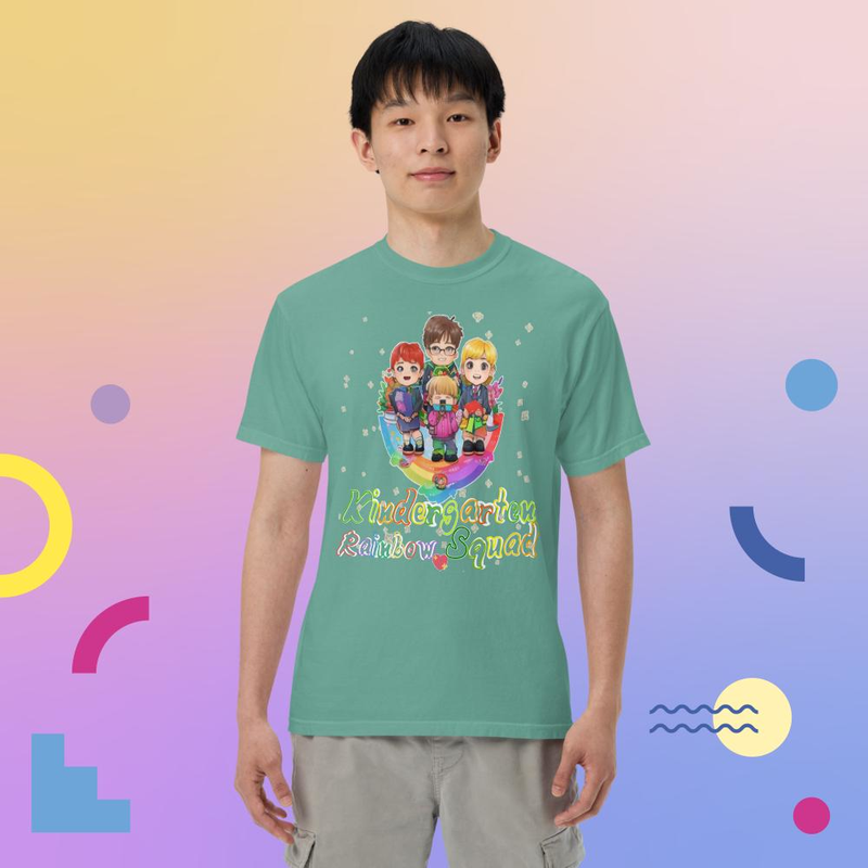 Kindergarten Rainbow Squad Boys Girls Team Unisex garment-dyed heavyweight t-shirt