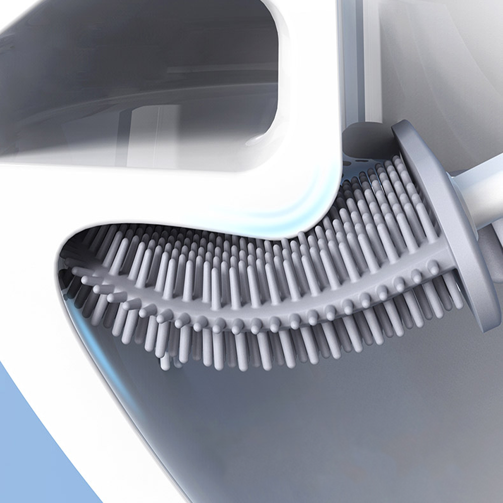 Revolutionary Toilet Brush and Holder Set  Flexible Toilet Bowl Brush Head with Silicone Bristles