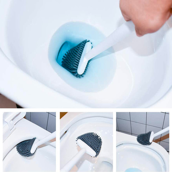 Revolutionary Flexible Silicone Toilet Brush With Holder