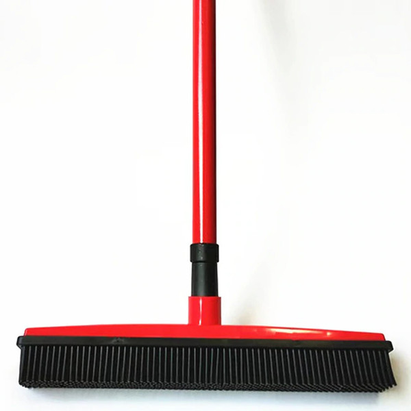 Rubber Broom Brush With Squeegee For Hair, Dust & Spills