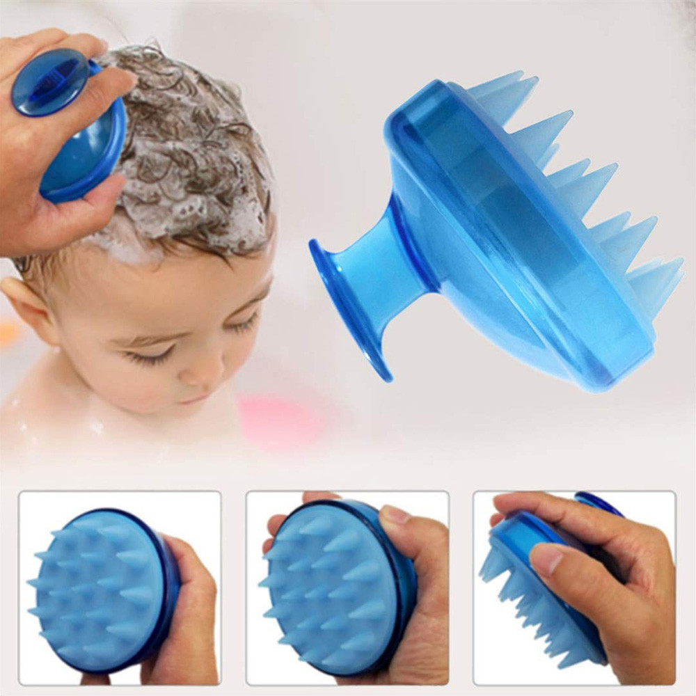 Silicone Scalp Massager Dandruff Remover Shampoo Brush for Healthy Hair Blue 2