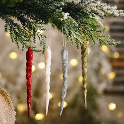 fake icicles for christmas tree - set of 10 hanging ornaments