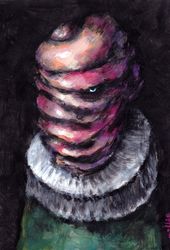 Mr. Uley. Zombie painting original art, Horror Dark art creepy Contemporary Outsider Art. Acrylic, paper