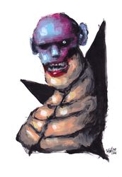Mr. Zombie glaz. Zombie painting original art, Horror Dark art creepy Contemporary Outsider Art. Acrylic, paper