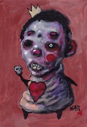 Mr. Small Karol. Zombie painting original art, Horror Dark art creepy Contemporary Outsider Art. Acrylic, paper