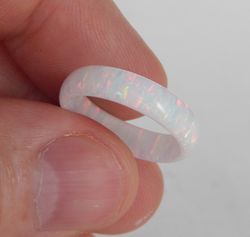 White opal ring. White wedding ring. White ring for the bride.