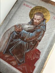 Icon Saint Francis wooden modern catholic icon Handmade