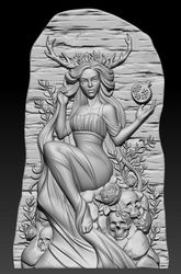3D Model STL file Goddess Persephone for CNC and 3D printing