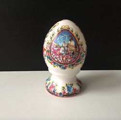 Handmade Russian Ceramic Easter egg flowers | Handpainted ceramic egg figurine | Eco-friendly Easter home decor