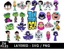 Teen Titans GO Svg Files, Teen Titans GO Png Files, Vector Png Images, SVG Cut File for Cricut, Clipart Bundle Pack