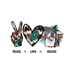 Peace Love Stafby Dog Turquoise Png